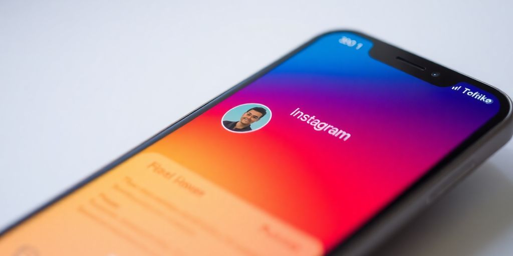 Smartphone mit Instagram-Profilansicht auf dem Bildschirm.