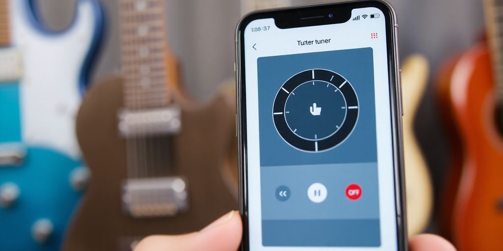 Nahaufnahme eines Stimmgeräts auf einem Smartphone.