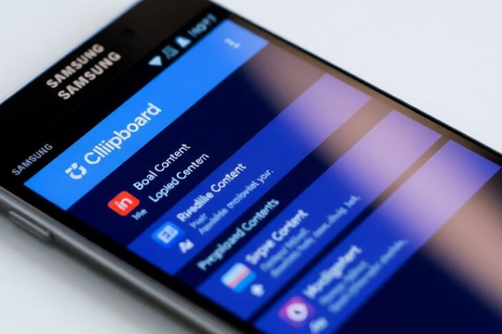 Smartphone mit geöffneter Zwischenablage in buntem Design.