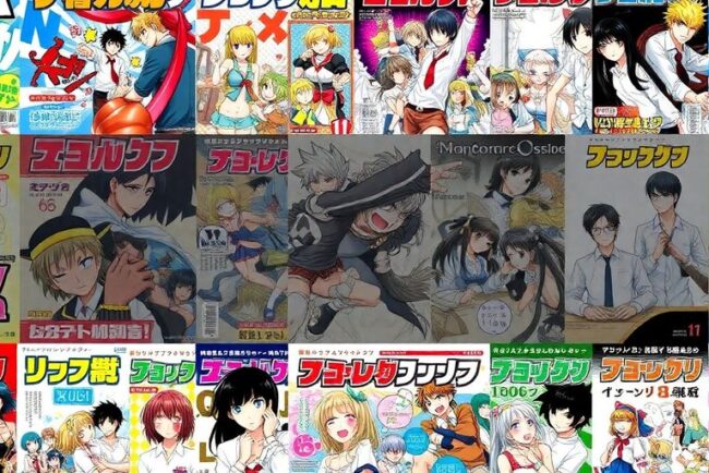 Vielfältige Manga- und Webtoon-Cover in bunten Farben.