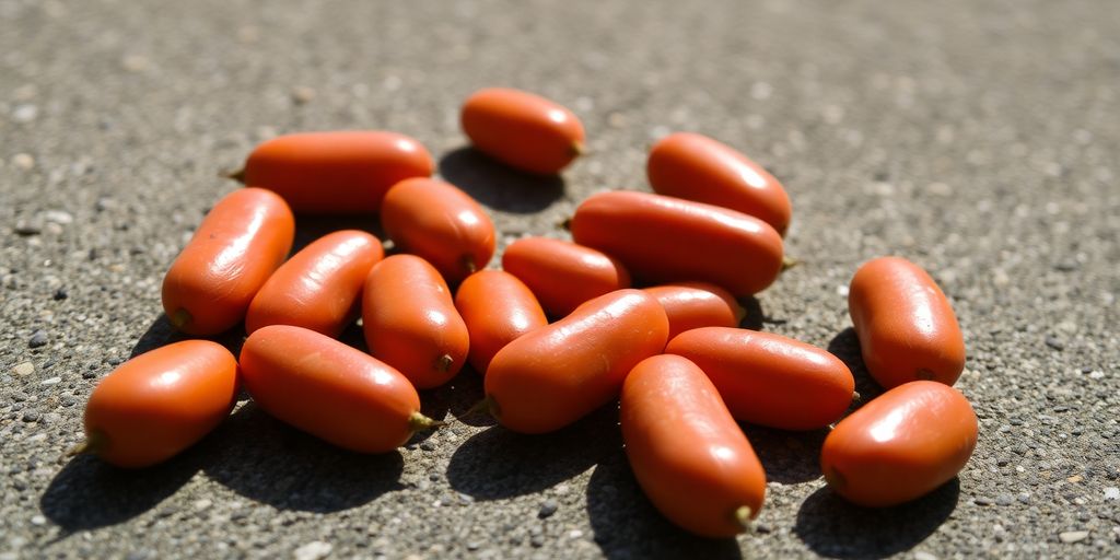 Mexikanische Springbohnen auf einer Oberfläche.
